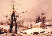 Winter Farmyard and Sleigh George Henry Durrie